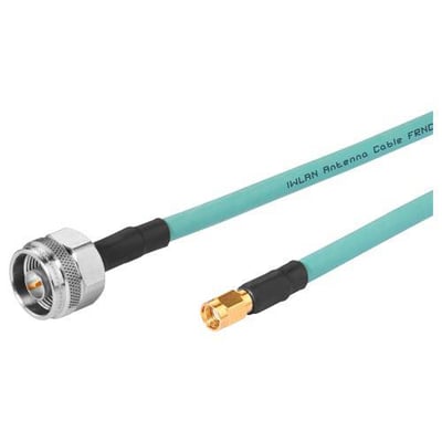 Siemens Simatic IWLAN antennekabel på 5 meter med N-Connect og R-SMA hanstik i mintgrøn farve.