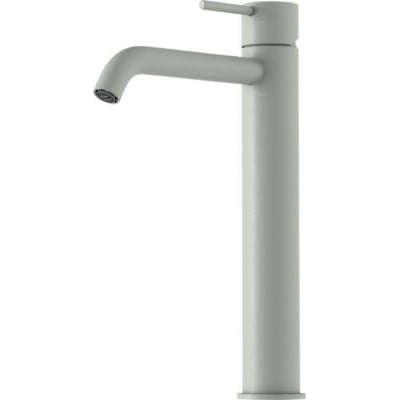 Mora Inxx II Soft High mat-gråt håndvaskarmatur med højt, slankt design og vinklet tud.