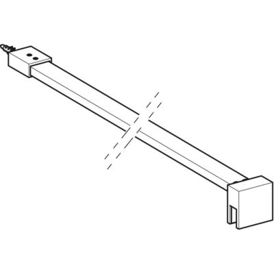 Illustration af Ifö Showerama Art stabiliseringsstang til brusevæg, der viser monteringsbeslagene og stangens form.