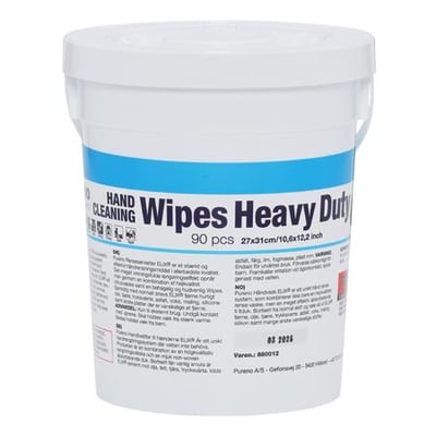 Spand med 90 stk. Heavy Duty renseklude til håndrengøring, fjerner olie, tjære og maling.