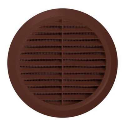 Unite ventilationsrist T36BR i brun plastik med indbygget insektnet og horisontale lameller. Perfekt til effektiv luftgennemstrømning.