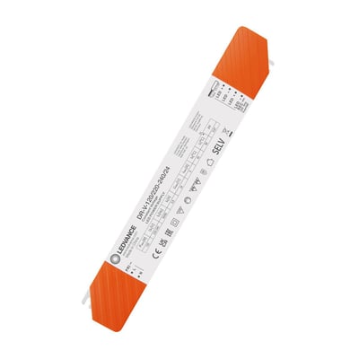 Nærbillede af Ledvance LED-driver Value 120W 24V mærkat med tekniske specifikationer og symboler.