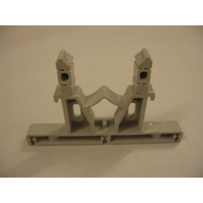 Legrand beslag til klemmeskjold 01690, fremstillet i grå plast med monteringshuller og fastgørelsesclips.