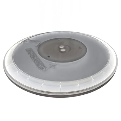 SpectrumLED Nymphea Flad Duo 24W LED loftlampe set fra undersiden, viser montering og elektronik.