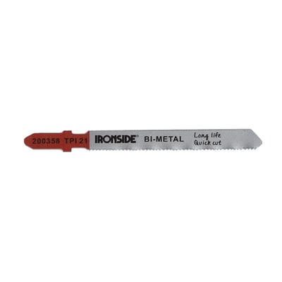 Ironside T118AF-stiksavklinge til metal, vist større med synlige tænder og markeringer på klingen.