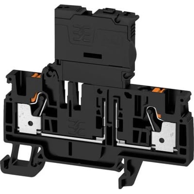 Weidmüller AFS 4 2C 60-150V BK sikringsklemme med PUSH IN teknologi, viser fjederterminaler og sort kabinet.