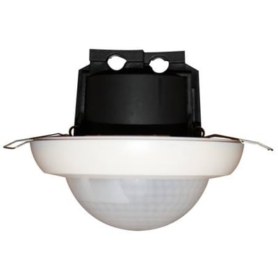 B.E.G. LUXOMAT® PD4N-1C-I bevægelsessensor til indbygning, med hvidt frontpanel og mørk indbygningsdel på hvid baggrund.