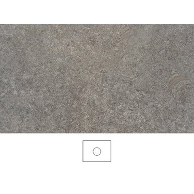 Svedbergs Mineral bordplade i kalksten, 61 x 46 cm uden armaturhul, med gråbrun, nubret overflade.
