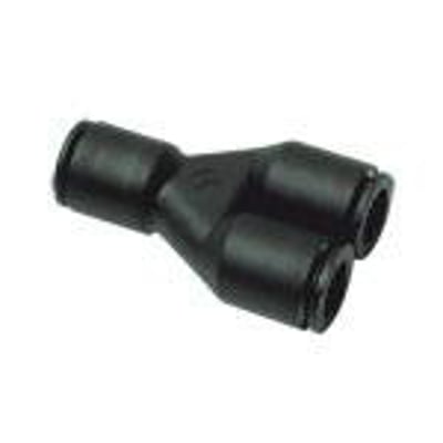 Parker Legris Y-stykke i sort teknisk polymer til rør med Ø6 mm og Ø8 mm, der overholder ROHS standarder.