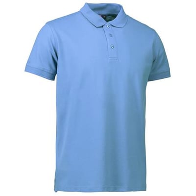 ID Identity Polo stretch skjorte i lys blå, størrelse M, fremstillet af piquékvalitet med stretch og tone i tone-knapper.