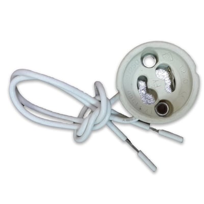 V-TAC GU10 fatning i keramik med hvidt PVC-kabel, klar til loftmontering.