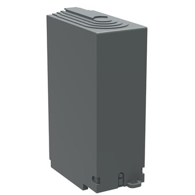 ABB terminalafdækning OTS400G1L/4 i grå plastik, en enkelt 1-polet afdækning med snap-on funktion.