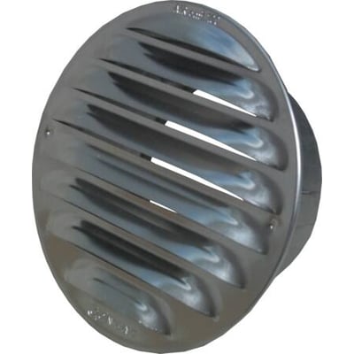 Fresh murrist med studs i aluminium med 130mm udvendig diameter og 100mm studs. Gitteret har skrå lameller for ventilation.