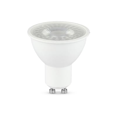 V-TAC GU10 LED spotlys i hvid plast med en 7,5W effekt og 4000K neutral hvid farvetemperatur.
