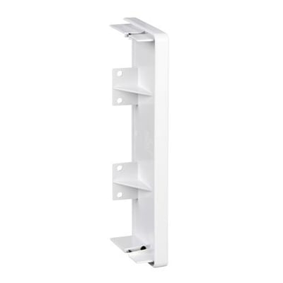 Schneider Electric OptiLine 45 endestykke i polarhvid plast, vist fra siden med en tynd hvid baggrund.