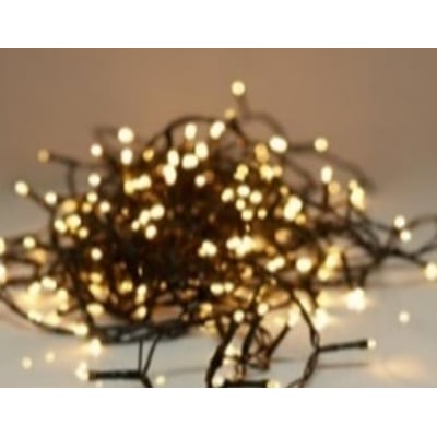 Tæt samling af Veli Line LED lyskæde med 40 varmhvide lys på en snoet sort ledning.