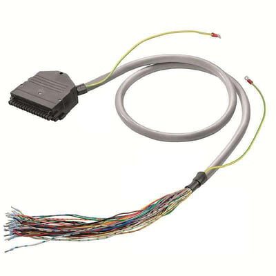 Weidmüller PLC-wire til digitale signaler med gråt LiYCY-kabel, sort stik og bundt af farvede ledere.