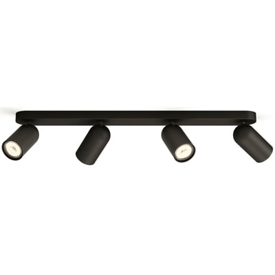Philips Lighting myLiving Pongee spot i sort metal med fire justerbare lampehoveder, klar til montering.