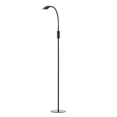 Nielsen Light Mamba gulvlampe i sort metal, med en højde på 150 cm og en elegant buet lampearm.