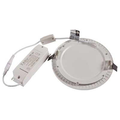 Ansell Lighting Freska Slim dæmpbar downlight med driver, 18W og justerbar farvetemperatur, vist fra bagsiden med monteringsclips.
