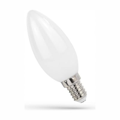 SpectrumLED LED-kertepære C37 med hvid, aflang pæreform og E14-fatning, 4 W og varm hvidt lys på 2700 K.