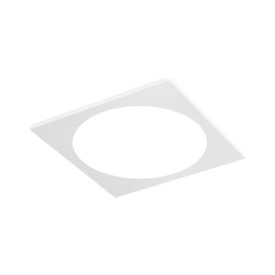 Hvid, kvadratisk Ledvance afdækning med rund udskæring til Panel Comfort Gen2, 600 x 600 mm, set skråt ovenfra.