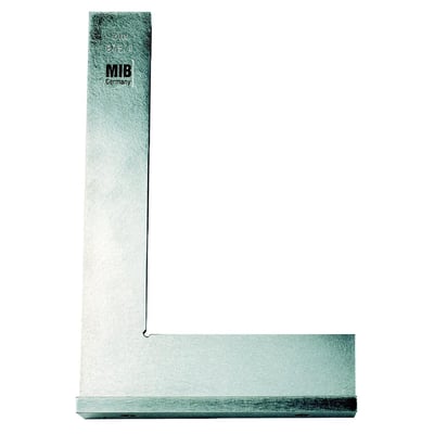 Helmuth A. Jensen anslagsvinkel 250 x 165 mm i værktøjsstål, mærket DIN 875/1 og MIB Germany.