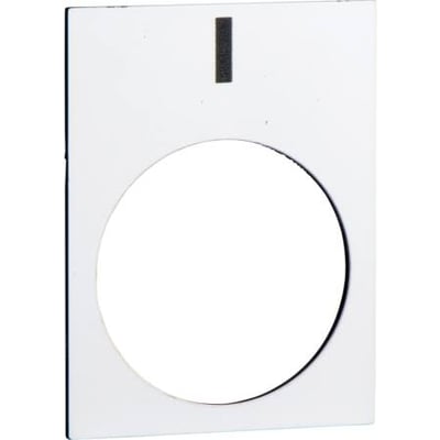 Schneider Electric ZB2BY4980 skilt med sort 'I' på hvid baggrund, beregnet til Ø22mm serier som XAC, XAL og XB2.