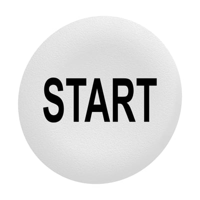 Schneider Electric løs trykflade til Ø30mm flush trykknaphoveder, hvid med sort "START" tekst.