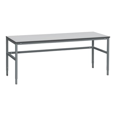WFI filebænk LD 300 med laminatbordplade i grå, 2000x800 mm, med justerbare stålben.