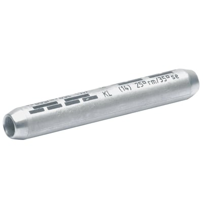Klauke reduktionspressemuffe i blank aluminium, 150-120 mm², med markeringer KL (14) 25 rm/35 se.