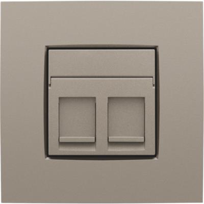 Tættere visning af Niko dataudtags afdækning i bronze, der fremhæver den matte overflade og de to RJ45 porte.