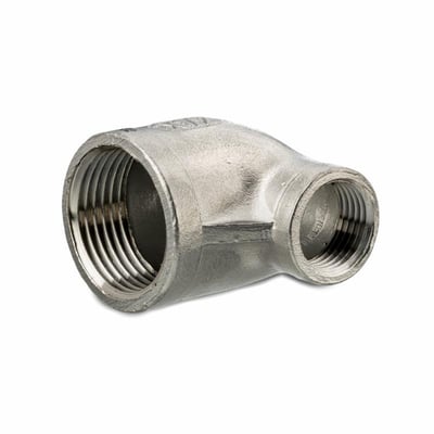Vinkel 90° i rustfrit stål med muffe/muffe gevind, 2" og 11/2", med 20 bar trykkapacitet.