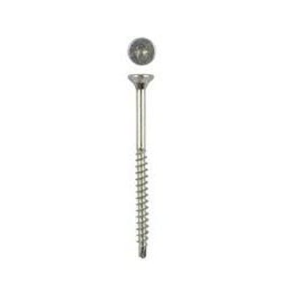 Eurotec spånskrue i rustfrit A2-stål, 4,5 x 70 mm, med undersænket hoved og spids, vist lodret.