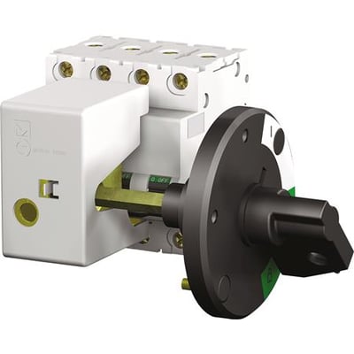 Schneider Electric sidemonteret drejegreb M9 til C60/C120 afbrydere i hvidt og sort design.