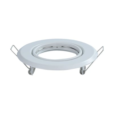Hvid V-TAC downlight kit med fjederclips og metalringe til installation i loft med et 7cm hul.