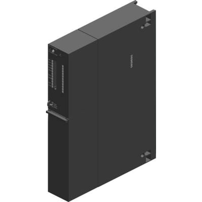 Siemens S7-400 CPU 414-3 PN/DP centralenhed med 4MB hukommelse, set fra et skråt perspektiv i mørkegrå.