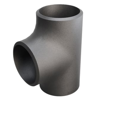 Grå tee i p235gh stål med dimensionerne 88,9 x 5,6 mm, isoleret på hvid baggrund, med synlig logo.