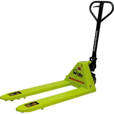 KGK palleløfter/pallebænk med en løftekapacitet på 2500 kg og Quickløft-funktion, vist i limegrøn med sort styrehåndtag.