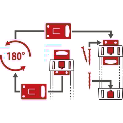 Diagram der monteringsmuligheder for Brennenstuhl Premium-Line stikdåse, viser 180 graders rotation.
