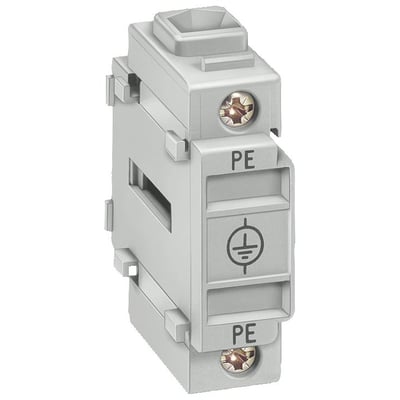 Siemens nulleder-PE klemme 3LD9 til frontmontage, med tydelig jord-symbol og 'PE' mærkning i grå plast.