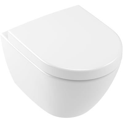 Hvid, kompakt Villeroy & Boch Subway 2.0-vægskål med lukket låg, set skråt ovenfra.