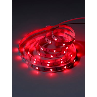 Nielsen Light Gamer RGB LED strip med lyset slukket, detaljer om printpladen og 3M tape på bagsiden.