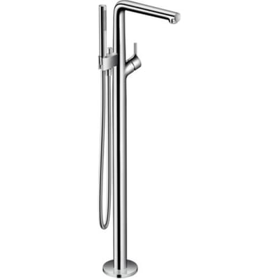 Hansgrohe Talis S gulvstående kar- og brusersøjle i blank krom med tud, 1-grebsbetjening og stavhåndbruser.