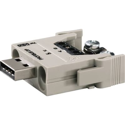 Weidmüller HDC industristik han-indsats med 2-polet skruetilslutning og USB-port. Grå modular stik.