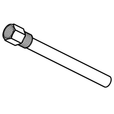 Teknisk tegning af Danfoss følerlomme med 75 mm indstikslængde og G1/2A gevind.