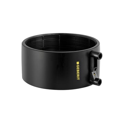 Geberit 50 mm sort PEH EL-svejsemuffe til afløbsledninger, med tydeligt Geberit logo.