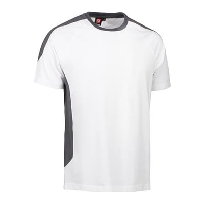 ID Identity Pro Wear T-shirt i hvid med mørkegrå detaljer på skuldre og sider, 4XL størrelse.