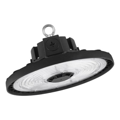 Sort Ledvance High Bay Performance LED armatur med lysende diffuser, set fra siden.