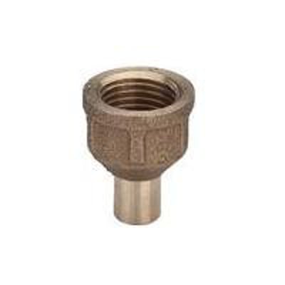Lodde overgangsmuffe med 28mm kobberrørs-tilslutning og 1" gevind. Viser muffens kompakte design.